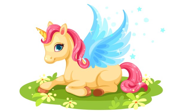 Cute baby unicorn fantasy character