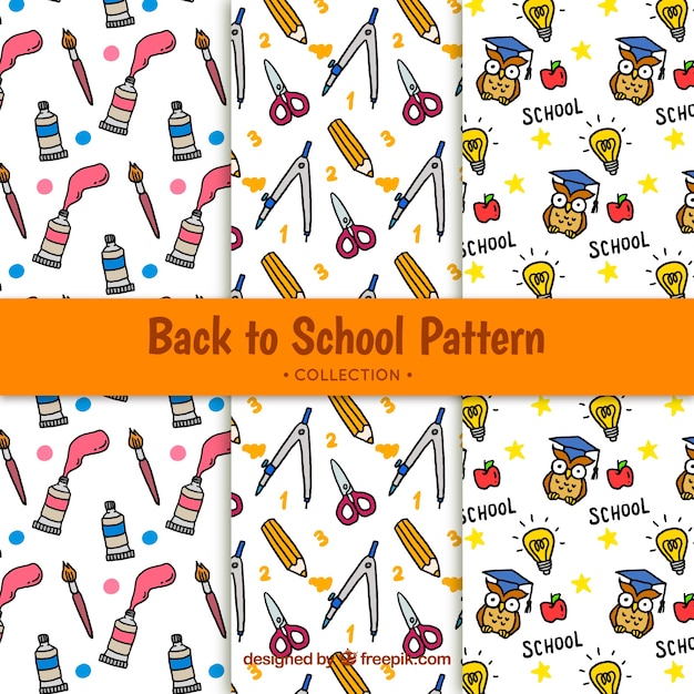 Free vector cute back to school pattern with drawings