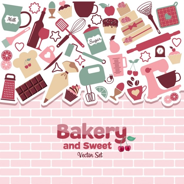 Free vector cute background about the bakery