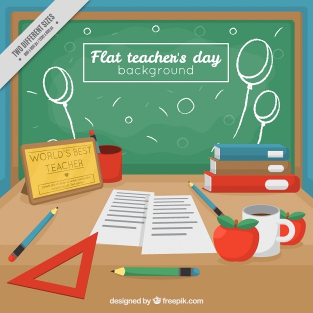 Бесплатное векторное изображение Симпатичный фон дня учителя с доски