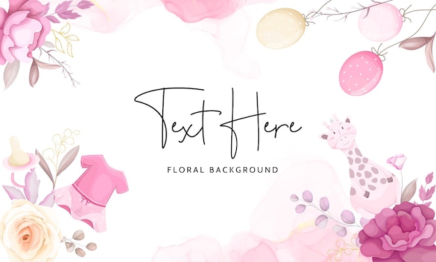 Free vector cute background with baby stuff and beautiful floral