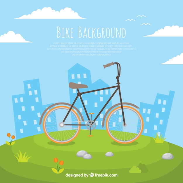 Free vector cute background with bike and buildings