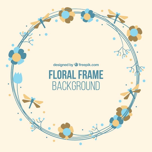 Cute background with hand drawn floral wreath