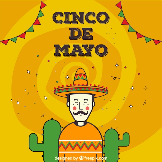 Priorità bassa sveglia con l'uomo felice per cinco de mayo