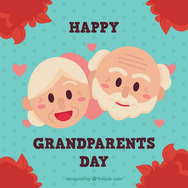 좋은 조부모와 함께 귀여운 배경