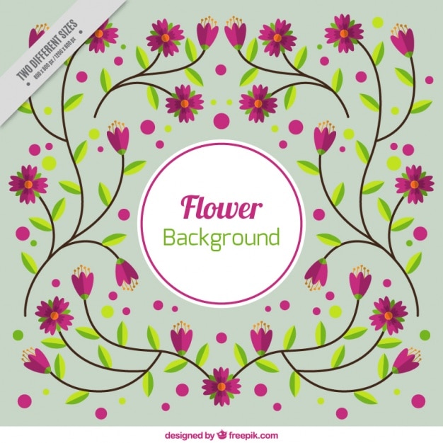 Free vector cute background with purple flowers