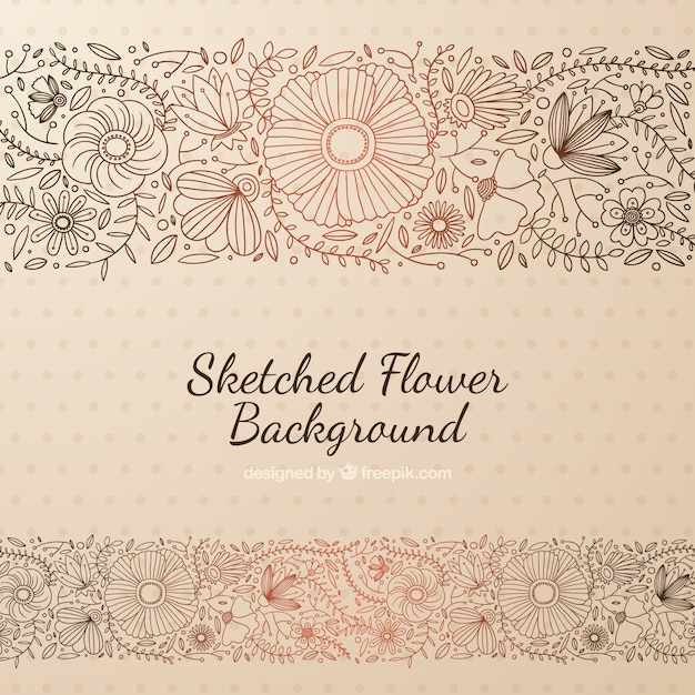 Cute background with sketches of flowers