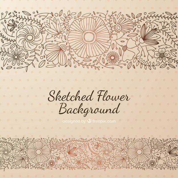 Cute background with sketches of flowers