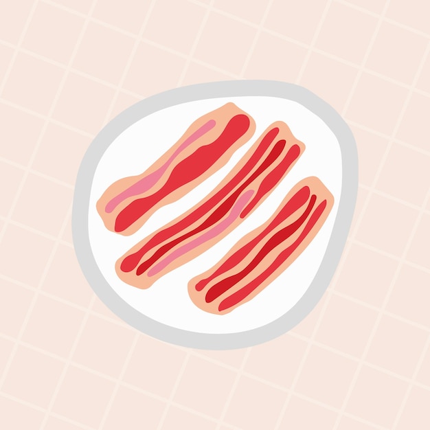 Free vector cute bacon stripes doodle sticker vector