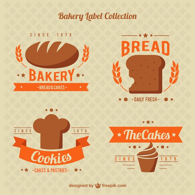 Free vector cute bakery sticker collection