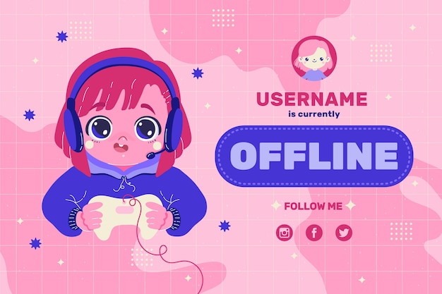 Vettore gratuito banner carino per piattaforma twitch offline