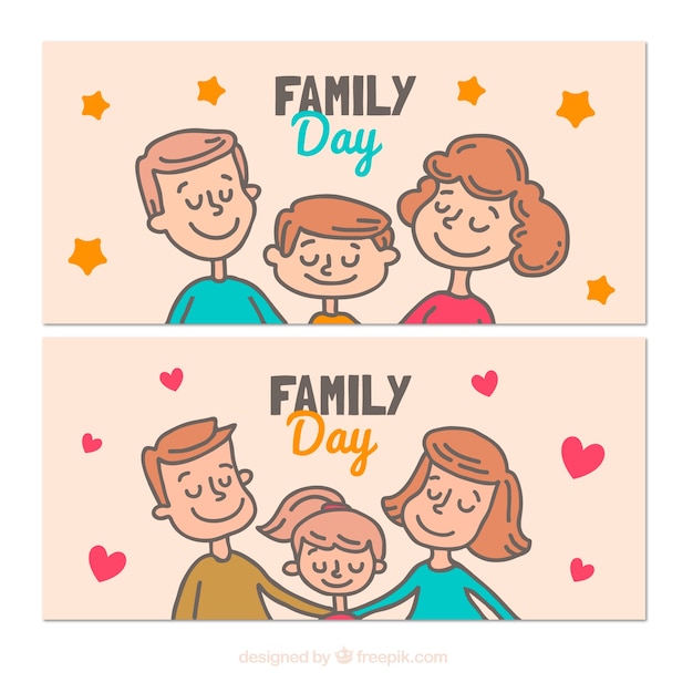 Free vector cute banners with for international day of families