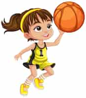 Free vector cute basketball player cartoon character