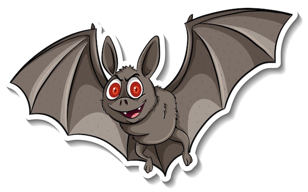 Free vector a cute bat cartoon animal sticker