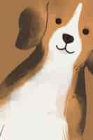 Free vector cute beagle dog background vector hand drawn illustration