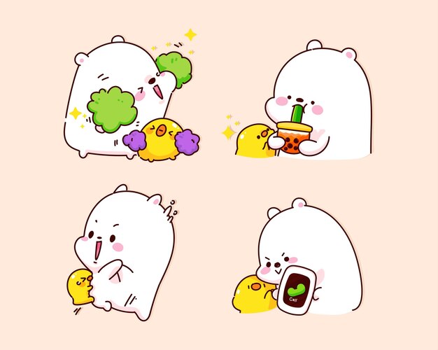 귀여운 곰 캐릭터 만화 일러스트 레이 션