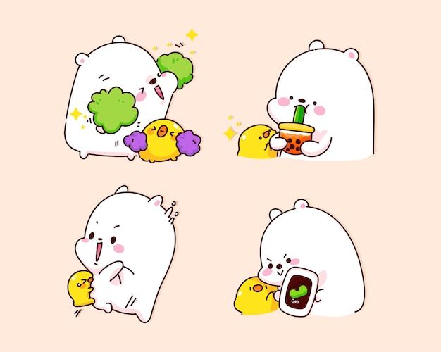 귀여운 곰 캐릭터 만화 일러스트 레이 션