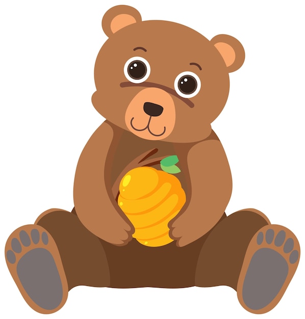 Free vector cute bear in flat cartoon style