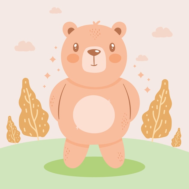 Free vector cute bear in the forest