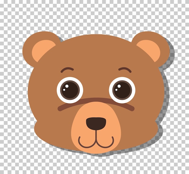 Cute bear head in flat cartoon style