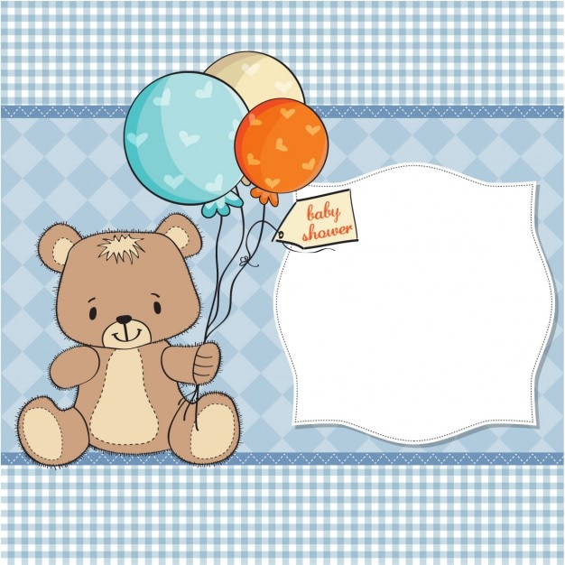 Cute bear holding balloons for baby shower