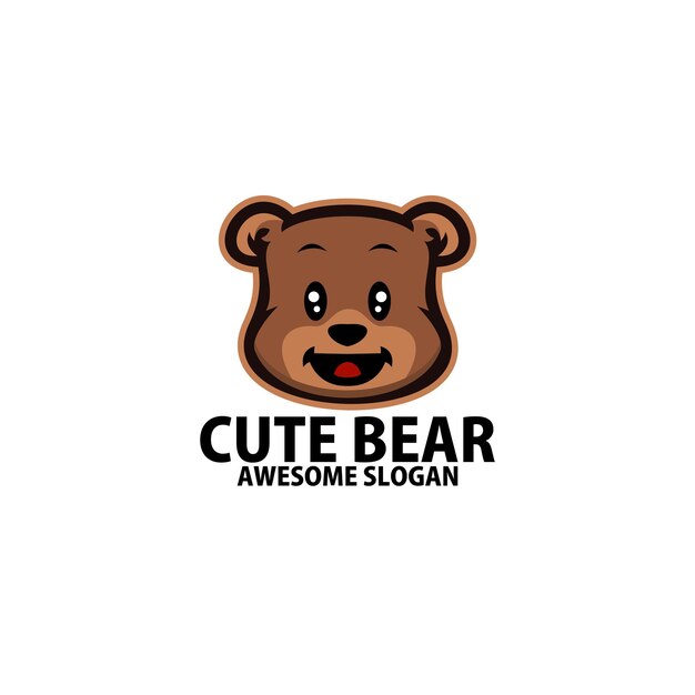 Free vector cute bear logo design colorful mascot