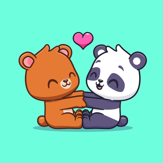 Free Vector | Cute bear playing with panda together cartoon vector icon illustration. animal nature icon isolated Free Vector | Cute bear playing with panda together cartoon vector icon illustration. animal nature icon isolated