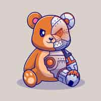 Free vector cute bear robot cyborg cartoon vector icon illustration.animal technology icon concept isolated