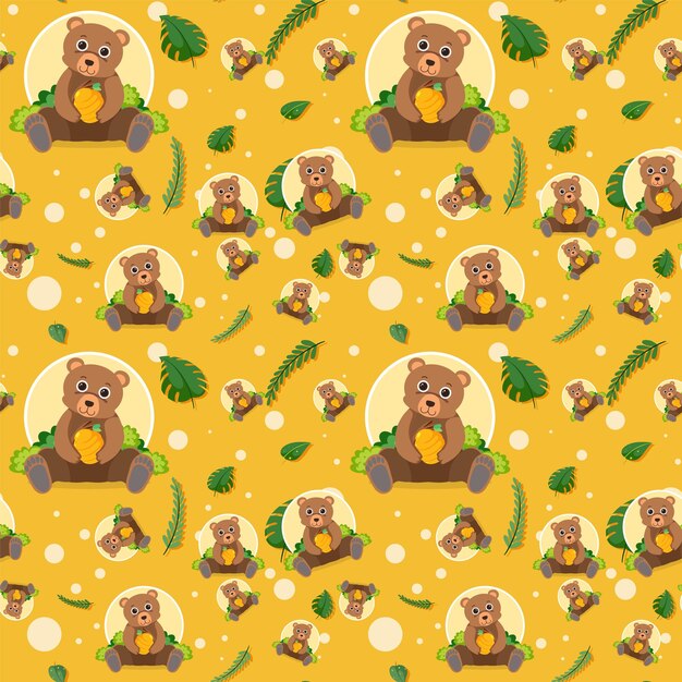 Cute bear seamless pattern