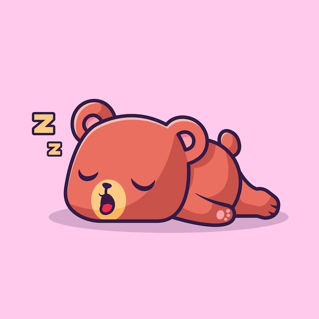 Cute Bear Sleeping Cartoon Vector Icon Illustration Animal Nature Icon Concept Isolated Premium