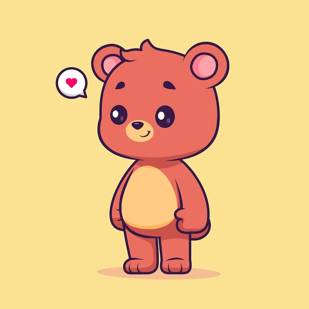 Free vector cute bear standing cartoon vector icon illustration. animal nature icon concept isolated flat