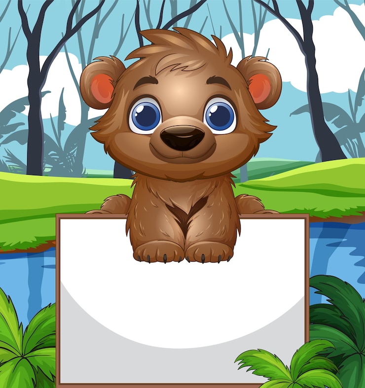 Free Vector cute bear with blank sign
