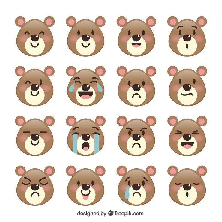 무료 Vector 다양한 표정을 가진 귀여운 곰