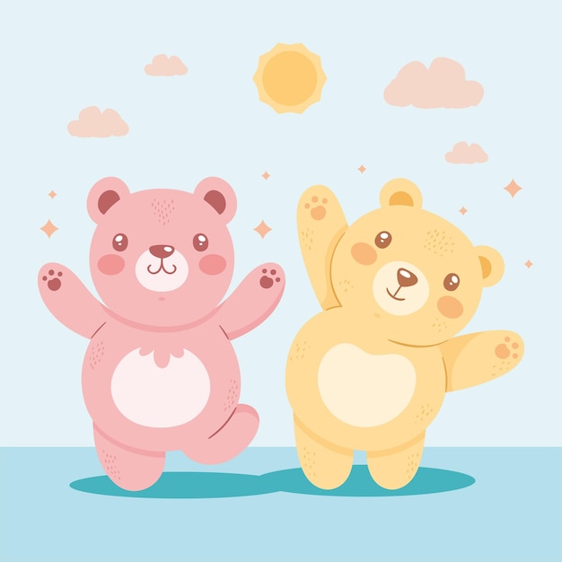 Free vector cute bears couple