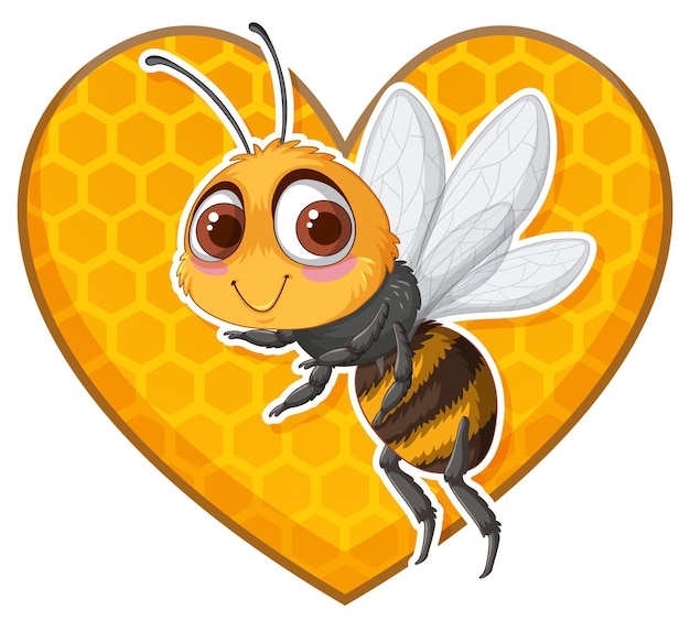 Free Vector cute bee with honeycomb heart