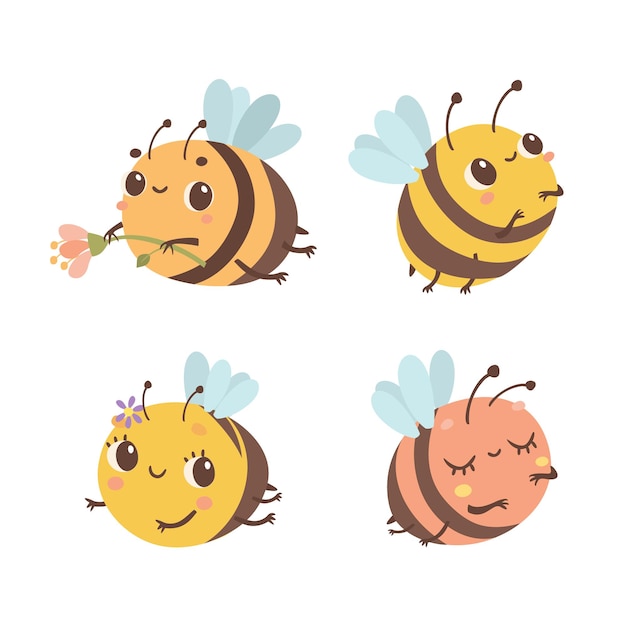 Cute bees set