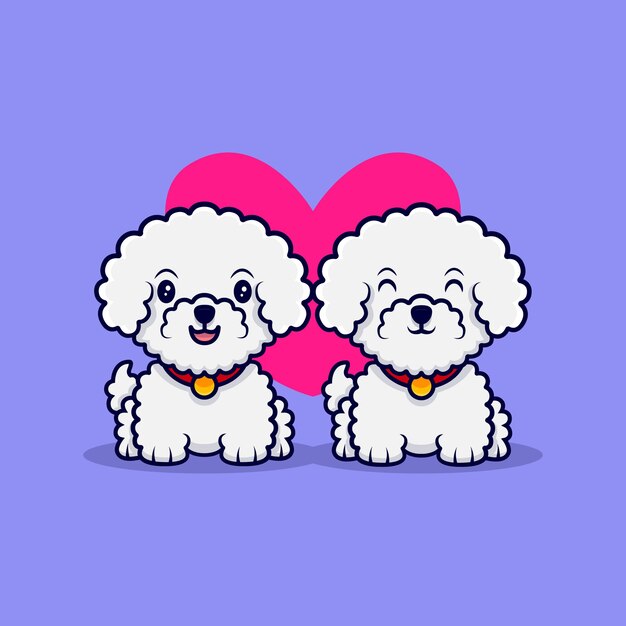 かわいいビションフリーゼ犬は骨漫画アイコンイラストをもたらす プレミアムベクター
