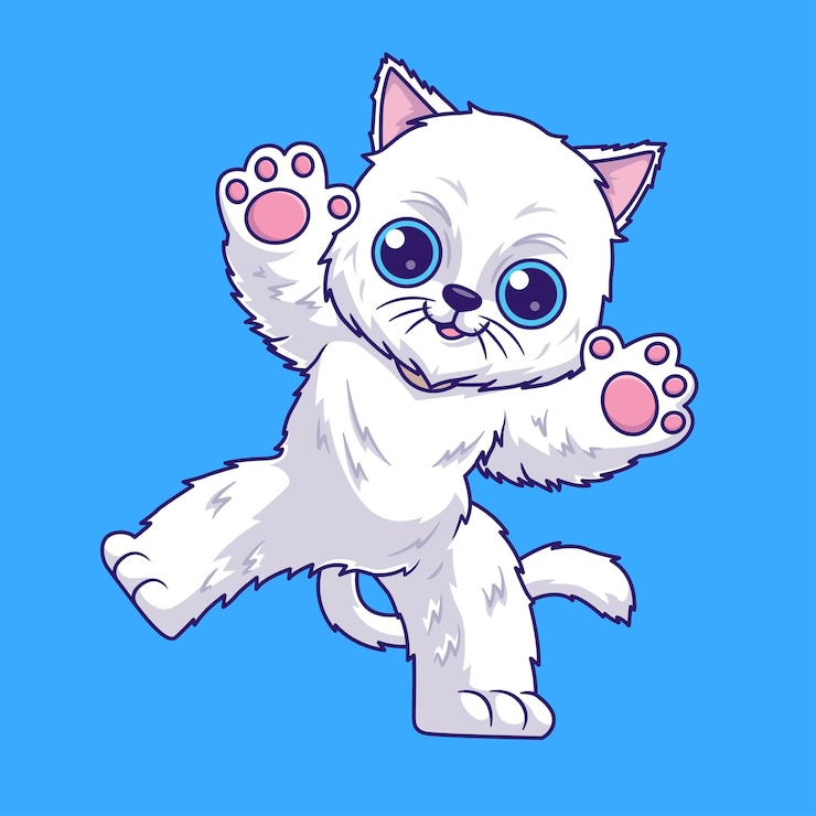 Free Vector cute big cat waving hand cartoon vector icon illustration animal holiday icon concept isolated flat
