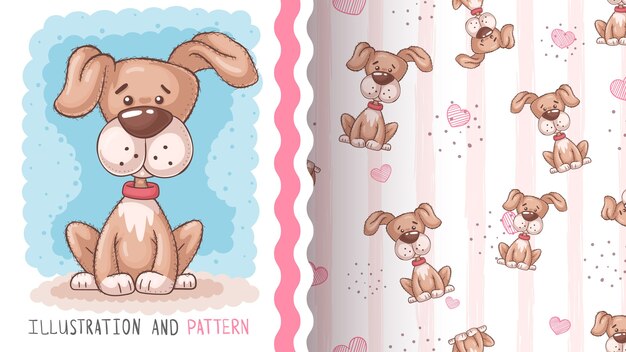 Premium Vector Cute Dog Wth Bone Seamless Pattern