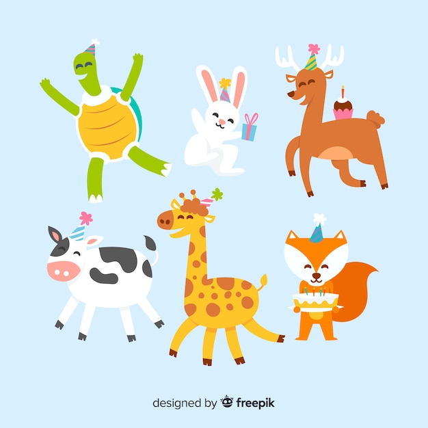 Free vector cute birthday animal background