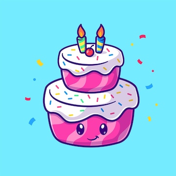 Free Vector | Cute birthday cake cartoon vector icon illustration food  holiday icon concept isolated premium flat