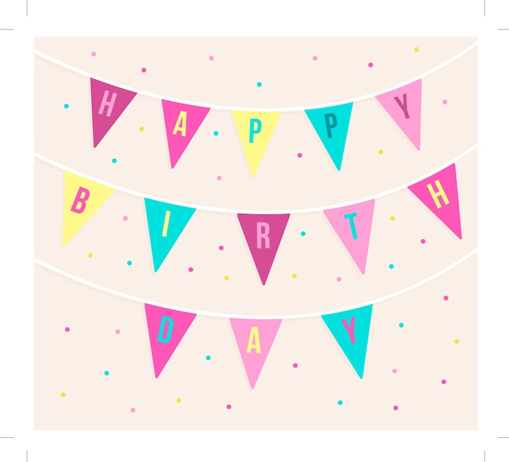 무료 Vector 화환과 점이있는 귀여운 생일 카드