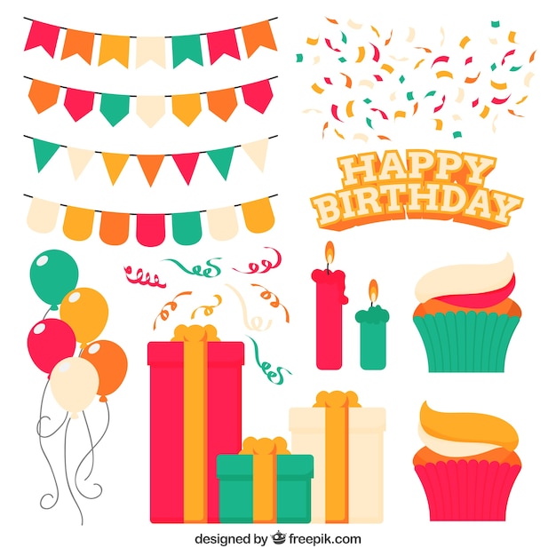 Free vector cute  birthday party decoration