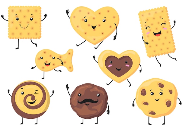 Free vector cute biscuit characters illustration