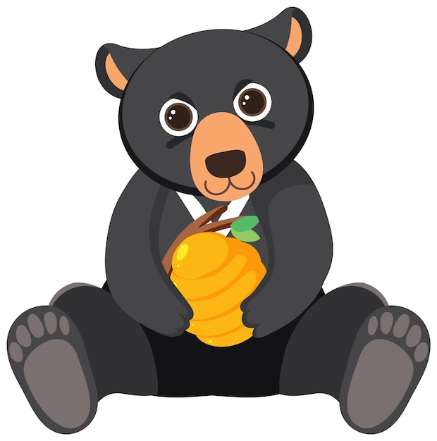 Free vector cute black bear in flat cartoon style