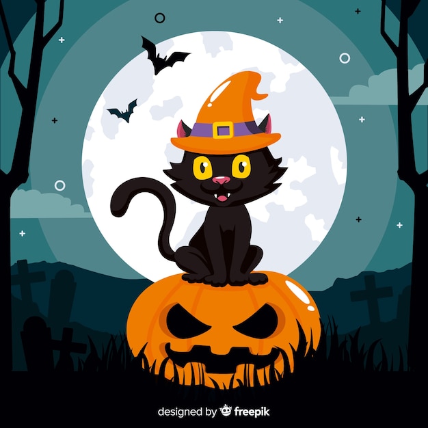 Illustration of a black cat in pumpkin icon for halloween 12463078 Vector  Art at Vecteezy