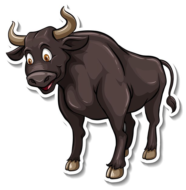 かわいい黒い牛の漫画の動物のステッカー
