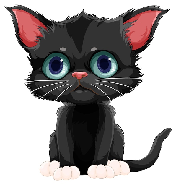 無料ベクター 座りポーズのかわいい黒い子猫