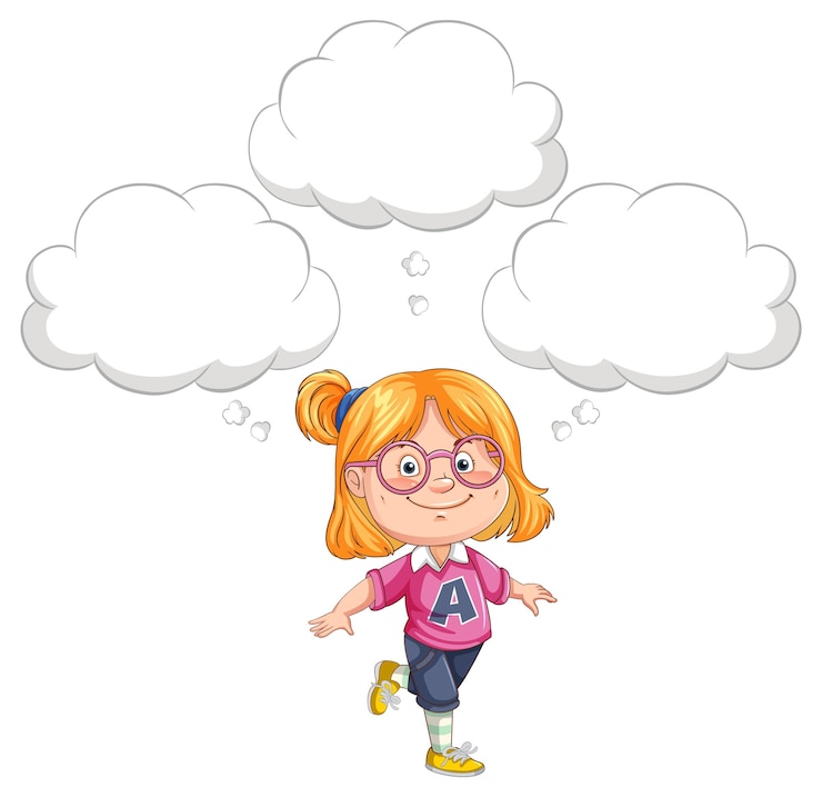 Free Vector cute blonde girl with balnk speech bubble