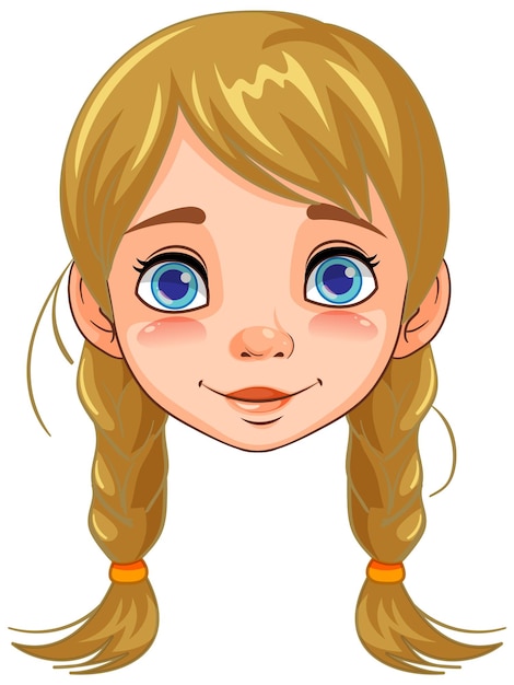 Бесплатное векторное изображение Симпатичная блондинка с косичками